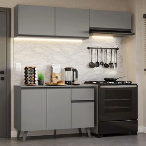 Armário De Cozinha Compacta 200cm Cinza Nice Madesa 03 Cinza