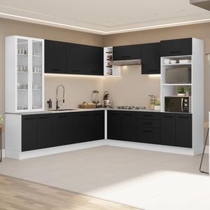 Armário De Cozinha Completa 549cm Branco/preto Agata Madesa 01 Branco/preto