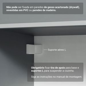 Armário De Cozinha Compacta Suspenso 200cm Cinza Nice Madesa 02xa Cinza