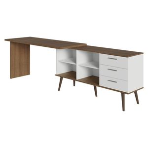 Mesa para Computador Gamer em L 3 Gavetas Branco