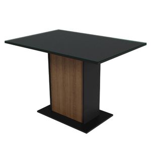 Mesa De Jantar Retangular Com Tampo De Vidro Preto Rustic 5329 Madesa Preto Rustic