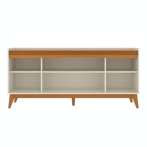 Buffet Aparador Ripado 4 Portas Com Pés De MDF Astúrias 180cm Off White Cedro