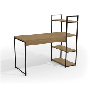 Mesa De Escritório Industrial 3 Prateleiras Freijó 1,36m