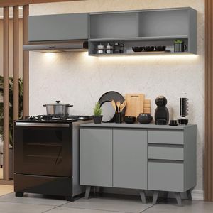 Armário De Cozinha Compacta 200cm Nice Madesa 13 Cinza