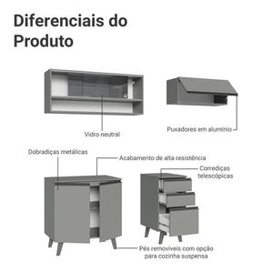 Armário De Cozinha Compacta 200cm Nice Madesa Xa14 Cinza