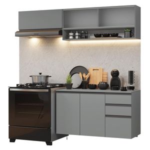 Armário De Cozinha Compacta Suspenso 200cm Nice Madesa 11 Cinza