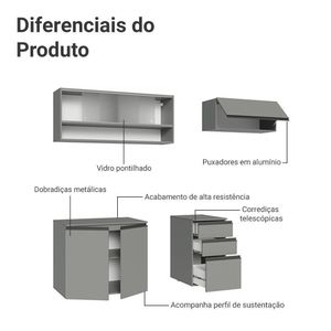 Armário De Cozinha Compacta Suspenso 200cm Nice Madesa Xa11 Cinza