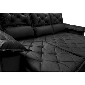 Sofá 3 Lugares Retrátil E Reclinável Cama Inbox Compact 2,00m Velusoft Preto
