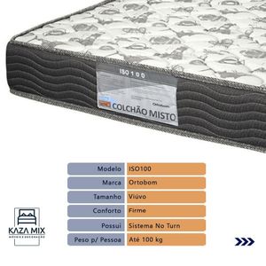 Cama Box Preto E Colchão Iso100 Espuma D33 Viúvo Ortobom