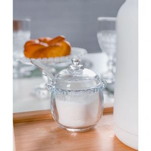 Combo Kit Açucareiro Porta Colher E Travessa Coração Lyor Transparente