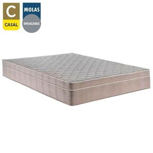 Cama Box Baú Casal Suede + Colchão Serene Molas Ensacadas 138x188x69 Cinza