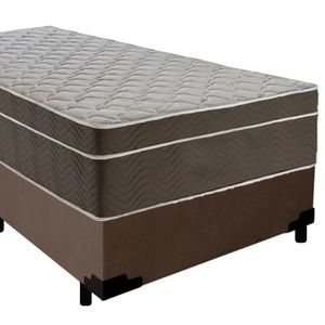 Cama Box Suede Solteiro + Colchão Serene Molas Ensacadas 88x188x65 Marrom