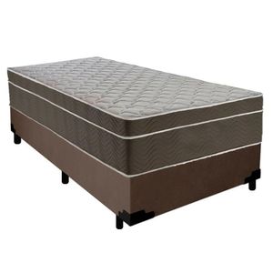Cama Box Suede Solteiro + Colchão Serene Molas Ensacadas 88x188x65 Marrom