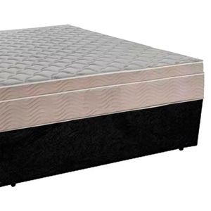 Cama Box Casal Suede + Colchão Serene Molas Ensacadas 138x188x65 Preto