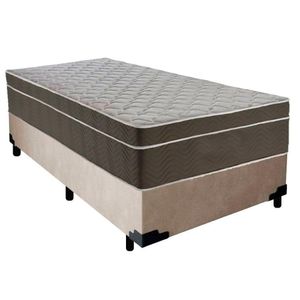Cama Box Suede Solteiro + Colchão Serene Molas Ensacadas 88x188x65 Bege