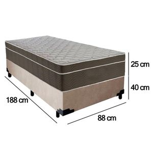 Cama Box Suede Solteiro + Colchão Serene Molas Ensacadas 88x188x65 Bege