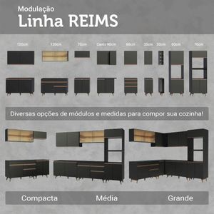 Armário De Cozinha Compacta 190cm Reims Madesa Preto/Rustic