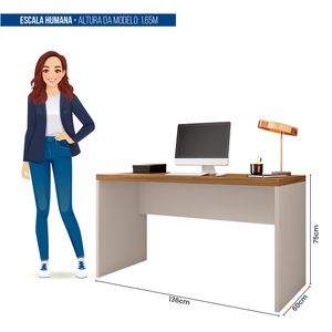 Mesa De Computador para Escritório Studio 1.3 Caemmun - Lamina mel/cacao bp