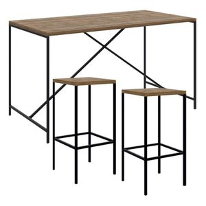 Mesa de Jantar com 2 Banquetas Altas Steel Quadra Vermont