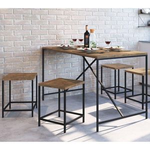 Mesa de Jantar com 2 Banquetas Baixas Steel Quadra Vermont