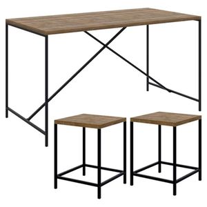 Mesa de Jantar com 2 Banquetas Baixas Steel Quadra Vermont