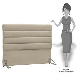 Cabeceira Casal Suede Bege e 2 Mesas de Cabeceira Branco