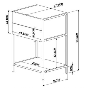 Mesa De Cabeceira 2 Gavetas Estilo Industrial Steel Quadra Vermont Base Preta - Artesano