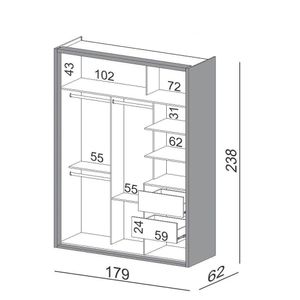 Guarda Roupa Solteiro Com Espelho 179Cm 2 Portas 100% Mdf Tw601E Freijó/Off White