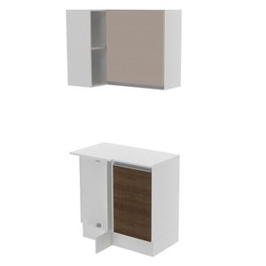 Conjunto Canto Reto Smart MDF 2 Portas Nicho Crema Madesa