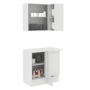Conjunto Canto Reto Smart MDF 2 Portas Nicho Crema Madesa