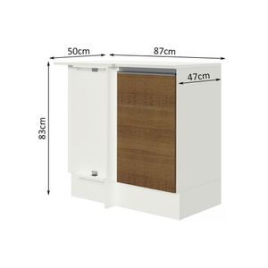 Balcão Smart 100% Mdf com Tampo 1 Porta Branco Rustic