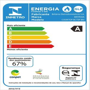 Cooktop de Embutir 5 Queimadores BCT5P Britânia Preto Bivolt