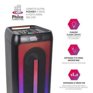 Caixa de Som Amplificada Philco 350W PCX4501 Flash Lights Bivolt