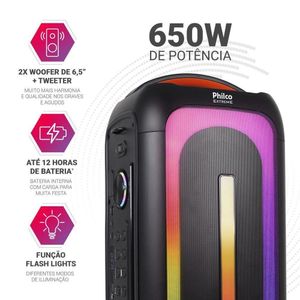 Caixa de Som Amplificada Philco Bluetooth 5.3 650W PCX6701 Bivolt