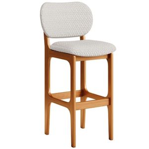 Kit 03 Banquetas Alta Bar Cozinha Sala Jantar Fixa Betta L02 Imbuia Bouclê Cru - Lyam Decor