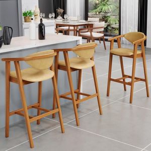 Banqueta Alta Para Cozinha Bancada Bar Sala De Jantar Fixa Cecília L02 Couríssimo Casco Fendi - Lyam Decor