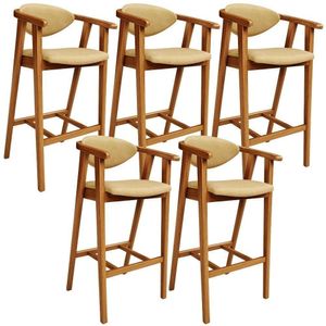 Kit 5 Banquetas Alta Para Cozinha Bancada Bar Sala De Jantar Fixa Cecília L02 Couríssimo Casco Fendi - Lyam Decor