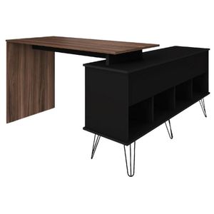 Mesa Para Escritório Escrivaninha Em L Home Office Kalil A02 Preto Ypê - Lyam Decor