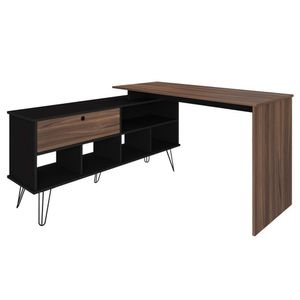 Mesa Para Escritório Escrivaninha Em L Home Office Kalil A02 Preto Ypê - Lyam Decor