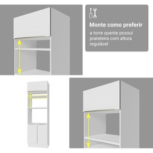 Armário De Cozinha Completa 566cm Veludo Lux Madesa 01 Branco/Branco Veludo