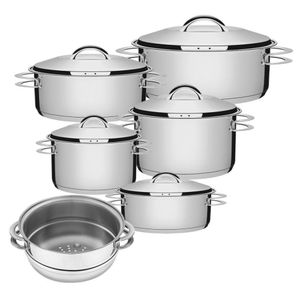 Jogo Caçarola Solar 5 Peças Cozi-vapore Aço Inox Tramontina