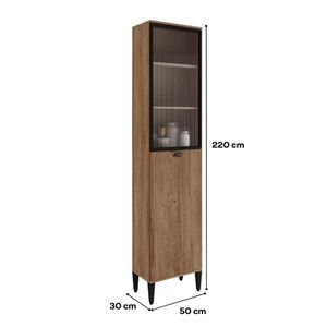 Paneleiro 1 Porta + 1 Porta De Vidro 5 Prateleiras Lótus Carraro Freijó