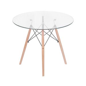 Mesa Or-2211 Base De Madeira E Tampo De Vidro 90cm Or Design Incolor