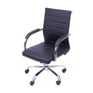 Cadeira Or-3322 Com Rodízio E Base Cromada Em Pu Or Design Preto