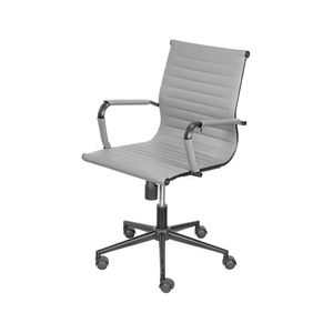 Cadeira Or-3301 Baixa Em Pu Com Base De Rodízio Or Design Cinza