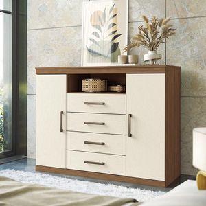 Cômoda 2 Portas E 4 Gavetas Havana Master Santos Andirá Jatoba/areia