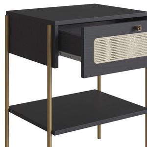 Mesa De Cabeceira Com 1 Gaveta Pé Metal Arlo A10 Nero/dourado - Mpozenato
