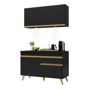 Cozinha Compacta 2 Peças c/Leds Veneza Up Multimóveis Preta