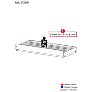 Cama Auxiliar Para Colchão 78 X 188 Cm Multimóveis Branca