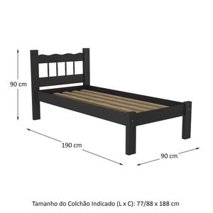 Cama Solteiro Para Colchão 78/88 X 188Cm Madri Cr4141 Preta